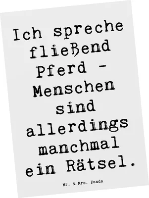 Produktbild von Mr. & Mrs. Panda Postkarte Spruch Reiten und Rätsel - Weiß - Geschenk, Sportler, Ansichtskarten, Kommunikation, Sportart, Ansichtskarte, Postkarten, Grußkarte, Pferde