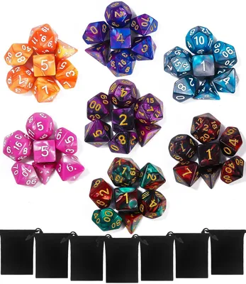 Imagen del producto de Conjunto de 49 dados poliédricos, dados multifacéticos para juegos de mesa