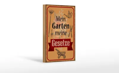 Produktbild von Holzschild Spruch 12x18cm mein Garten meine Gesetze