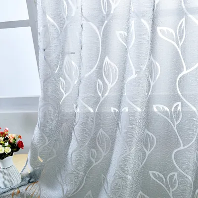 Obrázek produktu pro Záclona dutý list očka záclona poloprůhledný voál pro obývací pokoj ložnice, ŠxV: 100x250cm, šedá