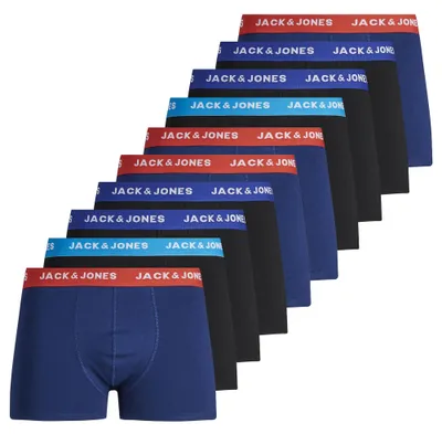 Produktbild von JACK&JONES Herren Boxer Shorts, 10er Pack - JACLEE TRUNKS, Baumwoll-Stretch Schwarz/Blau 2XL