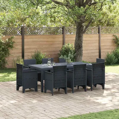 Produktbild von 2025 cloris Gartenmöbel Set Balkonmöbel-Set Garten Essgruppe 9 pcs Anthrazit Polt Rattan - Gartenmöbelgarnituren Sale1415855 3parcel