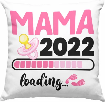 Produktbild von Trendation - Mama 2022 Loading Deko-Kissen mit Füllung 40x40 Schwanger Schwangerschaftsverkündung Überraschung  (Grau)