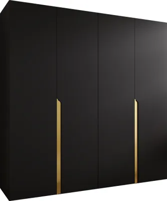 Produktbild von MIRJAN24 Kleiderschrank Mila 1 200, Schlafzimmer, Kleiderschrank, mit vier Drehturen und mit zwei Kleiderstange, Modern, Garderobenschrank (Farbe: Schwarz + Gold)