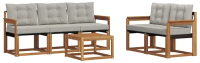 Produktbild von vidaXL Outdoor-Sofagarnitur 6 stk. Natürlich und Hellgrau