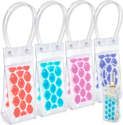 Immagine prodotto di Raffreddatori per bottiglie con gel refrigerante - Set da 4 - Borsa termica per bottiglie di vino