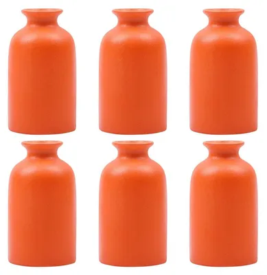 Immagine prodotto di Set di 6 vasi in Vetroceramica arancioni, dimensioni 7,1 x 12,7 cm, ideali per fiori secchi e decorazioni