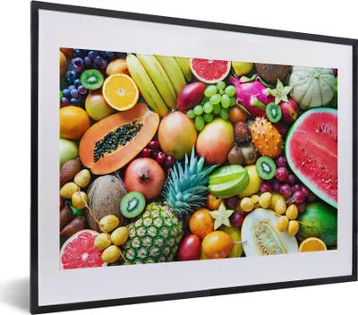 Produktbild von MuchoWow® Gerahmtes Poster Obst - Ananas - Tropisch 40x30 cm - Poster mit Schwarzem Bilderrahmen Wandposter Rahmen Foto Bilder - Bilderrahmen - Poster im Rahmen