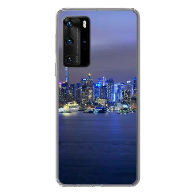 Produktbild von MuchoWow® Handyhülle Schutzhülle Hülle für Huawei P40 Pro New York - Skyline - Nacht Silikon Softcase Handy Hülle - Schutz