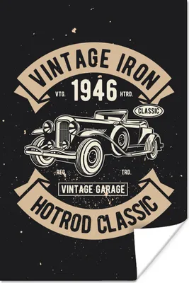Produktbild von MuchoWow® Poster Mancave - Auto - Schwarz - Vintage 80x120 cm - Papierdruck