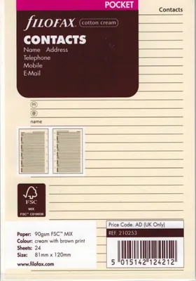 Produktbild von FILOFAX PKT Name/Adr./Email/Te