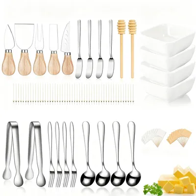 Produktbild von 95tlg Charcuterie Board Zubehör Käsemesser Set mit Holzgriff für Party Kochbesteck-Set Buttermesser-Set Geschirr Schüssel for Platter Making