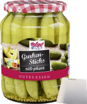 Produktbild von Hofgut Gurkensticks (720ml Glas) + usy Block