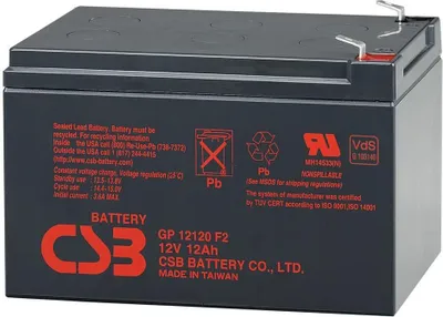Zdjęcie produktu dla Akumulator CSB GP12120F2, akumulator ołowiowy, 12 V, 1 szt., czarny, 12 Ah, 150 A
