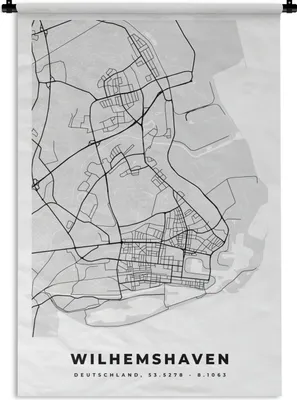 Produktbild von MuchoWow® Wandteppich Wandbehang Stadtplan - Karte - Wilhemshaven - Deutschland 90x135 cm Tapisserie Dekoration Wandtuch - Baumwolle - Wandskulptur