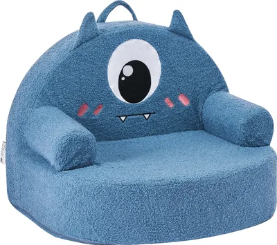 Immagine prodotto di VEVOR divano per bambini poltrona per bambini in stile mostro in schiuma con braccioli, lavabile divano per bambini in spugna 28D & peluche orsacchiotto per bambini divano per sala giochi camera da letto soggiorno blu