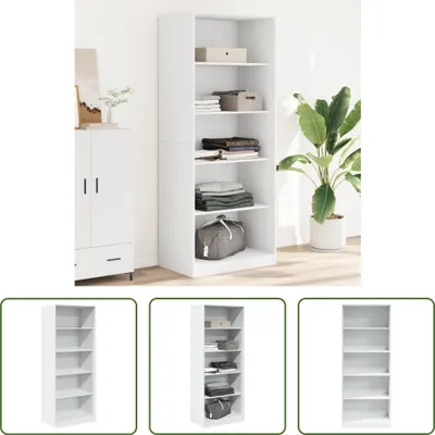 Image de The Living Store Armoire blanche 80x50x200 cm bois composite