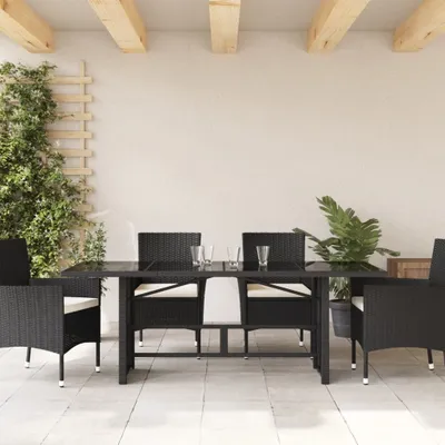 Produktbild von Möbel Esstisch/Outdoor Tisch - Gartentisch - moderne Design - Balkontisch - mit Glasplatte Schwarz 190x80x74 cm Poly Rattan Top8616429