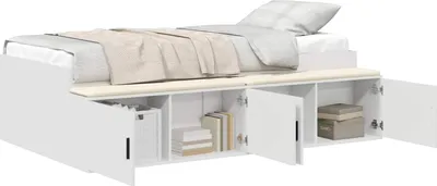 Obrázek produktu pro Rám postele se zásuvkami bílý 100 x 200 cm materiál na bázi dřeva