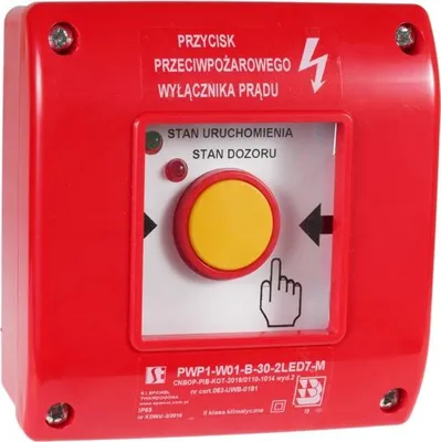 Productafbeelding van Brandbeveiligingsschakelaar (PPOŻ) met hamermechanisme, model PWP1-W01-A-20-2LED7\M