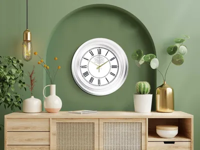 Produktbild von Opviq, A80818 - Byz17Gld, Dekorative Wanduhr, Weiß, 100 % KUNSTSTOFF, 45 x 45 cm