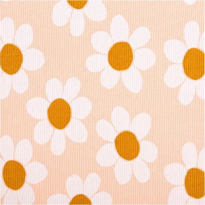 Produktbild von Jersey Stoff Rippjersey Baumwolle Blumen rosa 1,20m Breite