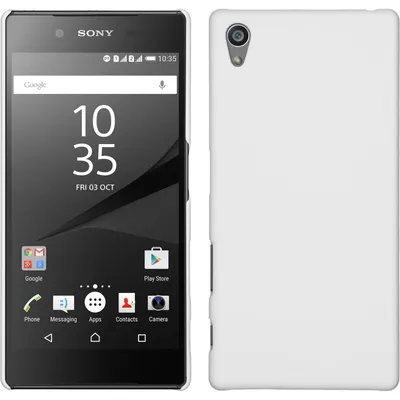 Produktbild von PhoneNatic Case kompatibel mit Sony Xperia Z5 - Hülle weiß gummiert Hard-case + 2 Schutzfolien