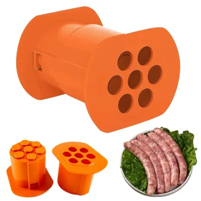 Cevapcici-Presse, 7-Loch-Hotdog-Form, manuell, orange