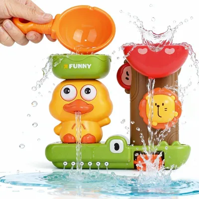 Produktbild von Badespielzeug Baby ab 1 Jahr mit 3 Saugnäpfen Badewannenspielzeug Spielzeug ab 1 Jahr Interaktives Wasserspielzeug Kinder Badewanne Spielzeug Geschenk