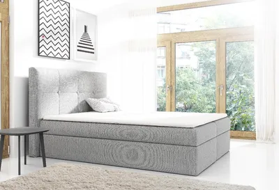 Obrázek produktu pro Velká manželská postel Olivio šedá 200 + topper
