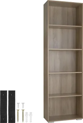 Image de Bibliothèque Lexi 5 étagères - Bois clair, Chêne Sonoma