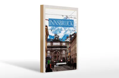 Produktbild von Holzschild Reise 20x30cm Innsbruck Österreich Aussicht Stadt