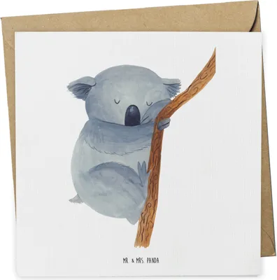 Produktbild von Mr. & Mrs. Panda Glückwunschkarte Koalabär - Weiß - Geschenk, Klappkarte, Traumland, faltkarte, schlafen, Bär, Grußkarte, Koala, doppelkarte, Schlafzimmer, anlasskarte