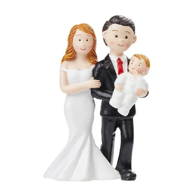 Produktbild von Hobbyfun Brautpaar Tortenfigur 8cm Hochzeitsdeko Tischdeko Tortendeko Handbemalt