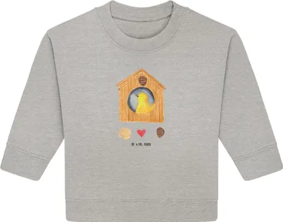 Produktbild von Mr. & Mrs. Panda Organic Baby Pullover Vogelhaus Home 6. - 12. Monat - Heather Grey - Geschenk, Sweet, Bullover, Lustige Sprüche, Vogel, Haus, Umzug