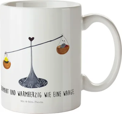 Produktbild von Mr. & Mrs. Panda Trinklernbecher Sternzeichen Waage - Weiß - Geschenk, Biene, Hummel, Gleichgewicht, Plastikbecher, Marienkäfer, Kinderbecher, Campingbecher, Pott, Haferl