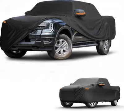 Produktbild von Autoabdeckung Wasserdicht Alle Wetter Automobil Au?en Anti-UV Sonne Regen Schutz Vollst?ndige Au?enabdeckung fš¹r Ford fš¹r Ranger 190T-PU Schwarz mit Reflektierenden Streifen