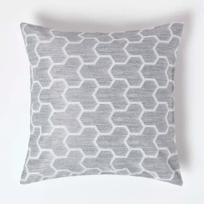 Produktbild von HOMESCAPES Kissenbezug mit geometrischem Muster in Grau, 60 x 60 cm