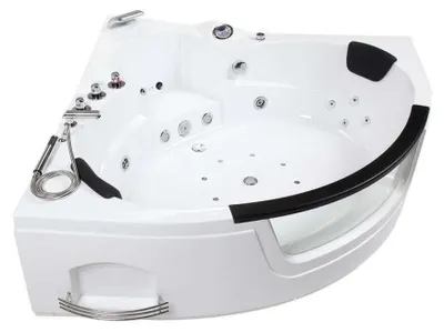 Produktbild von HOME DELUXE - Whirlpool - Laguna L Mini - Weiß, Maße: 135x135x65cm, inkl. Radio, Heizung und Lichttherapie I Eckwanne für 2 Personen, Indoor Badewanne