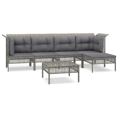 Obrázok produktu pre vidaXL 6-dielna záhradná súprava s vankúšmi Grey Poly Rattan