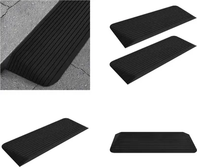 Produktbild von vidaXL Schwellenrampen 2 Stk. 110x41x5 cm Gummi - Schwellenrampe - Schwellenrampen - Straßenrampe - Straßenrampen