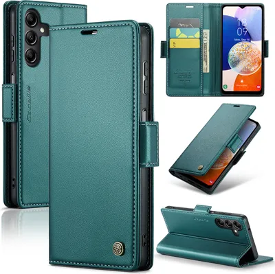 Produktbild von Galaxy A14 Hülle, Leder Brieftasche Kartenfach Schutzhülle mit Standfunktion für Samsung Galaxy A14 5G/4G Grün