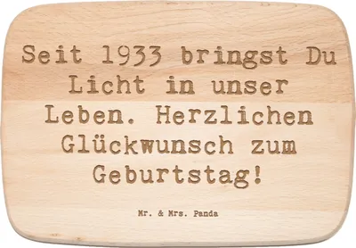 Produktbild von Mr. & Mrs. Panda vesperbrett Spruch 1933 Geburtstag - Transparent - Geschenk, Geburtsjahr, Jubiläum, Happy Birthday, Holzbrett, schneidbrett, Alter, Schneidebrett, Feier