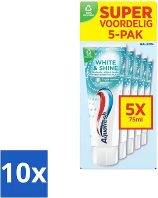 Produktbild von Aquafresh White & Shine Zahnpasta – Weißere Zähne – Vorteilspackung – 5 Tuben - Vorteilspack - 10 Stücke