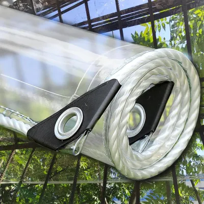 Zdjęcie produktu dla Przezroczysta plandeka PVC do ogrodu, z oczkami, o wymiarach 2,3 m x 2,6 m
