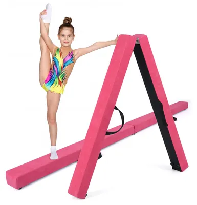 Produktbild von COSTWAY Schwebebalken Kinder, Balancierbalken klappbar, Gymnastikbalken mit Tragegriff & Boden, Gymnastik Balance Balken, Turnbalken Balance Beam, Rosa