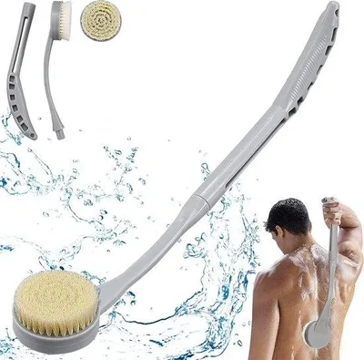 Image de Brosse à poils pour douche, 52 cm, gris, acier inoxydable