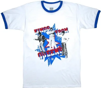 Produktbild von Run DMC Kings From Queens Ringer Royal Blue & White L T-Shirt