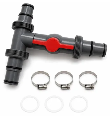 Productafbeelding van 3-weg afsluitkraan voor zwembad, slangconnector Ø32/38 mm, PVC T-stuk
