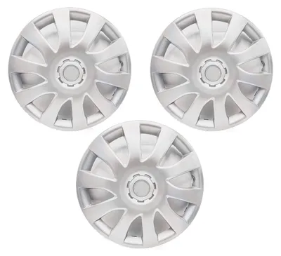 Imagen del producto de Juego de 3 tapacubos plateados para llantas de 16 pulgadas